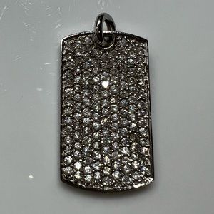 Swarovski crystal and silver army tag / dog tag pendant